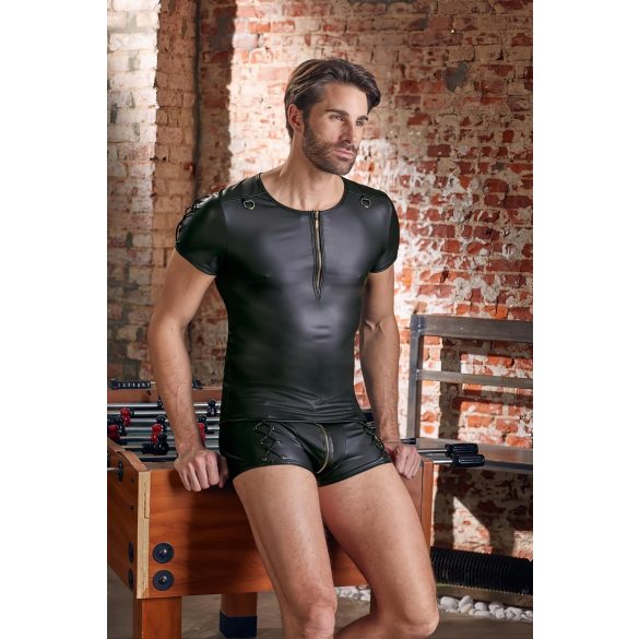 NEK - matný efekt, krátke rukávy, pánske tričko (čierne) - XL