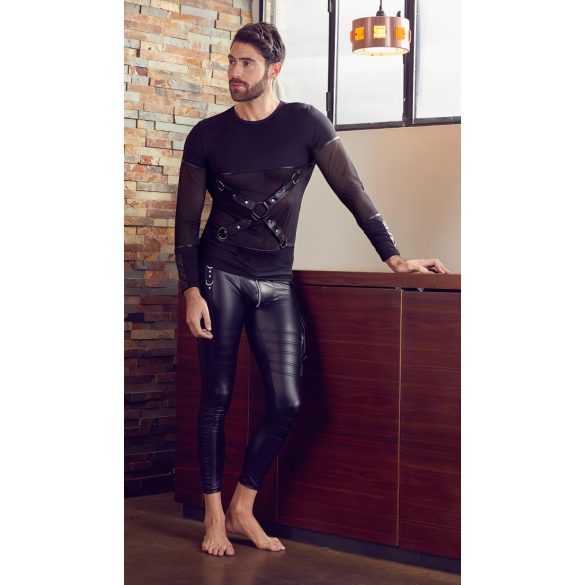 NEK - sexy dlhý rukáv s krížovými pásmi (čierny)