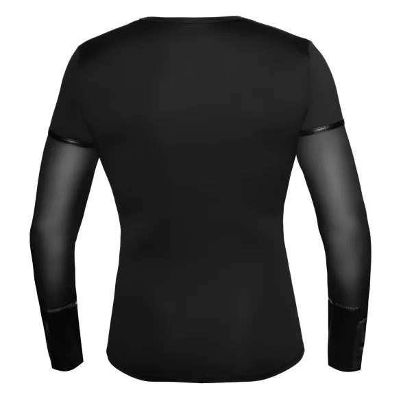 NEK - sexy dlhý rukáv s krížovými pásmi (čierny) - M