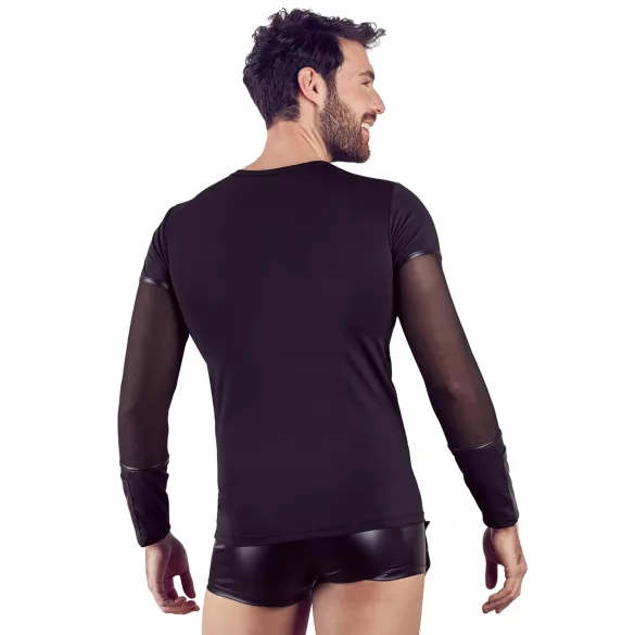 NEK - sexy dlhý rukáv s krížovými pásmi (čierny) - M
