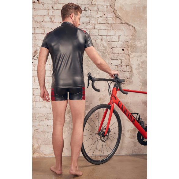 NEK - pánska bunda na zips - červené vložky - čierna - M