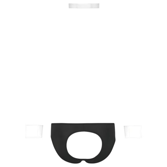 Svenjoyment - pánske tanga čašníka - súprava - čierno-biela