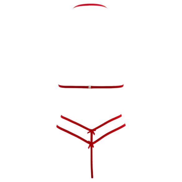 Cottelli - otvorená čipkovaná podprsenka súprava (červená) - M