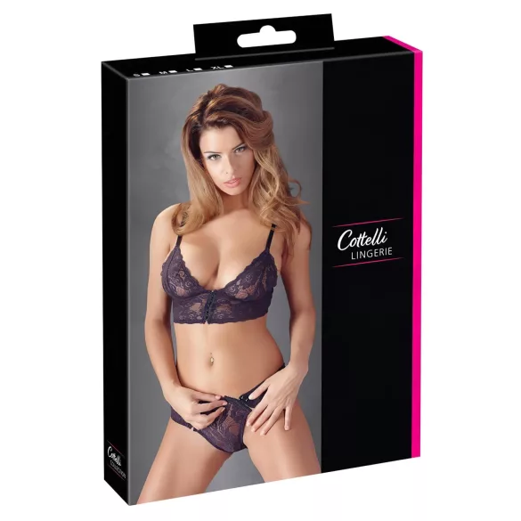 Cottelli - dámska čipkovaná podprsenka set - kvetinový vzor - fialová