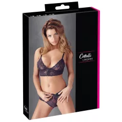   Cottelli - dámska čipkovaná podprsenka set - kvetinový vzor - fialová - M