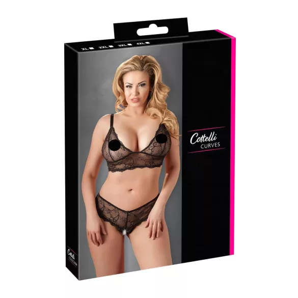 Cottelli - plus size čipková súprava spodnej bielizne - čierna - XXXXL