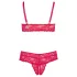 Cottelli Plus Size - erotická čipkovaná podprsenka set - červená - 2XL