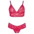 Cottelli Plus Size - erotická čipkovaná podprsenka set - červená - 3XL