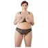 Cottelli Plus Size - podprsenka a nohavičky s perlami - čierne - XL