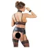 Cottelli Bondage - erotická súprava spodného prádla - čipkovaná, lesklá, 4 diely - M