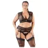 Cottelli Plus Size - erotická bielizeň set - čipka so štrasom - čierna