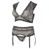 Cottelli Plus Size - erotická bielizeň set - čipka so štrasom - čierna