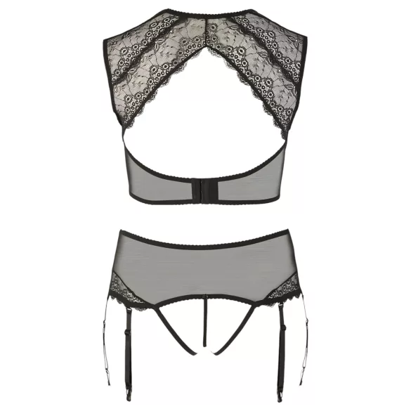 Cottelli Plus Size - erotická bielizeň set - čipka so štrasom - čierna
