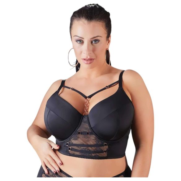 Cottelli Plus Size - čipkovaná podprsenka s remienkami (čierna) - 95F