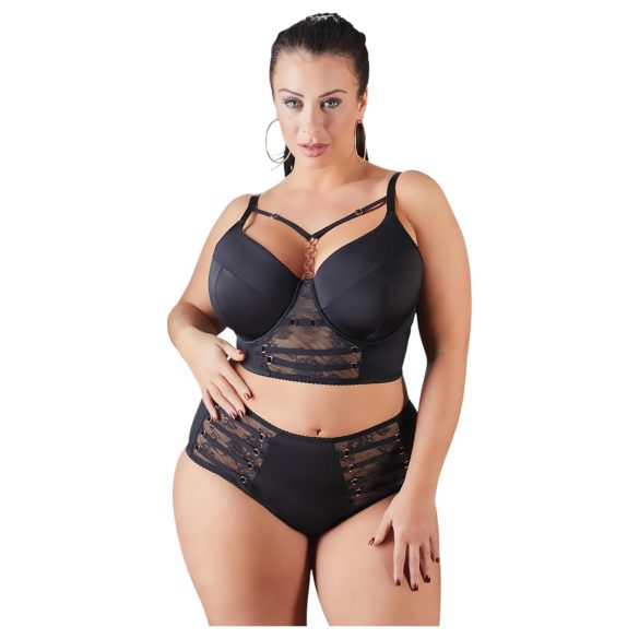Cottelli Plus Size - čipkovaná podprsenka s remienkami (čierna) - 95F