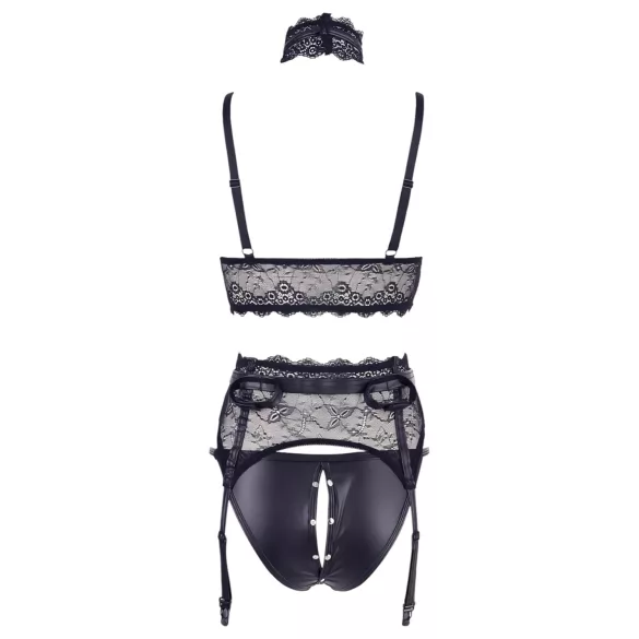 Cottelli Bondage - čipková spodná bielizeň so zdržami - čierna
