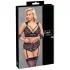 Cottelli Bondage Plus Size - čipkovaná podprsenka sada (čierna) - 4XL