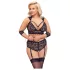 Cottelli Bondage Plus Size - čipkovaná podprsenka sada (čierna) - 4XL
