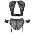 Cottelli Bondage Plus Size - čipkovaná podprsenka sada (čierna) - 4XL