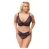 Cottelli Plus Size - priesvitný vzorovaný podprsenkový set (fialový)
