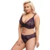 Cottelli Plus Size - priesvitný vzorovaný podprsenkový set (fialový)
