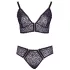 Cottelli Plus Size - priesvitný vzorovaný podprsenkový set (fialový)