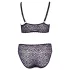 Cottelli Plus Size - priesvitný vzorovaný podprsenkový set (fialový)