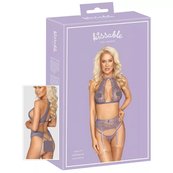 Kissable - čipková súprava spodnej bielizne (fialová) - L/XL