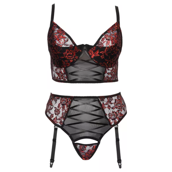 Cottelli - plus size erotická súprava - podprsenka a nohavičky - červená - 90C/XL