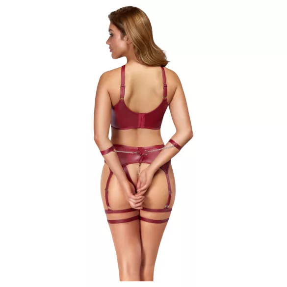 Cottelli Bondage - dámska erotická súprava s krížovým podväzkom - červená - M