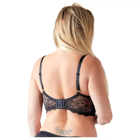 Cottelli Plus Size - podprsenka na ramienka s krúžkami - čierna - 90D