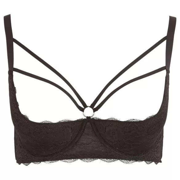 Cottelli Plus Size - podprsenka na ramienka s krúžkami - čierna - 90D