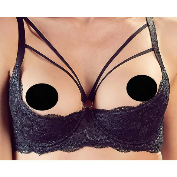 Cottelli - poprsník s prúžkami a krúžkami, tangáče (čierne) - 75C/S