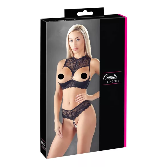 Cottelli - otvorená podprsenka set - čierna - 85B/L