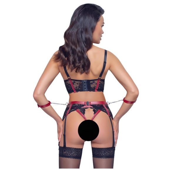 Cottelli Bondage - čipkovaná podprsenka set - matná červená - L