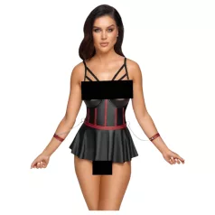   Cottelli Bondage - lesklá súprava a putá na ruky (čierne) - 80B/M