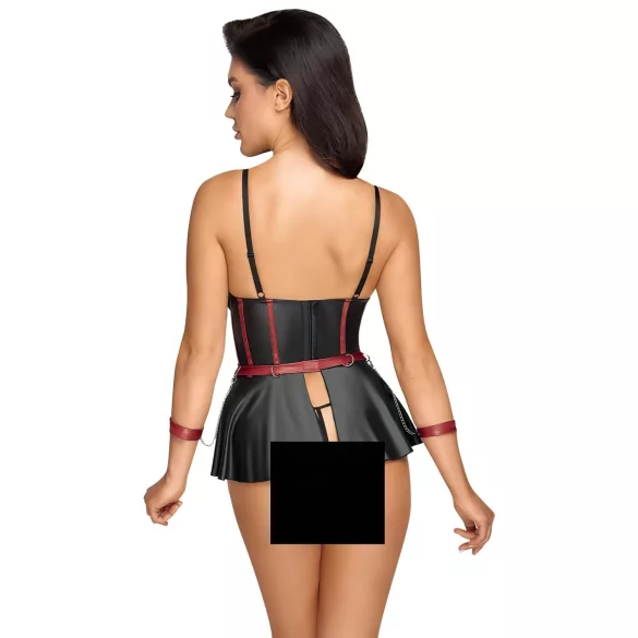 Cottelli Bondage - lesklá súprava s putami na ruky - čierna - 85B/L
