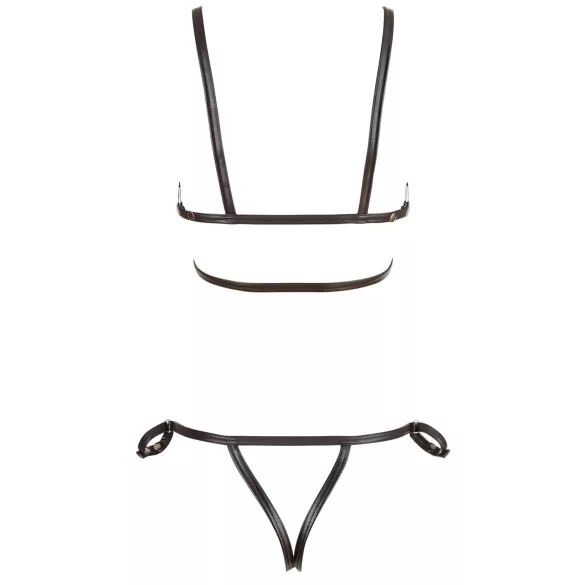 Cottelli Bondage - lesklý body postroj bikini - čierna - L
