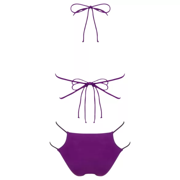 Obsessive Balitta - lesklé bikiny s pásikom okolo krku (fialová) - M