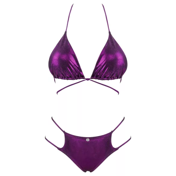Obsessive Balitta - lesklé bikiny s pásikom okolo krku (fialová) - M