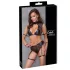 Cottelli Bondage - Podprsenka set so sieťovou vložkou (čierny)
