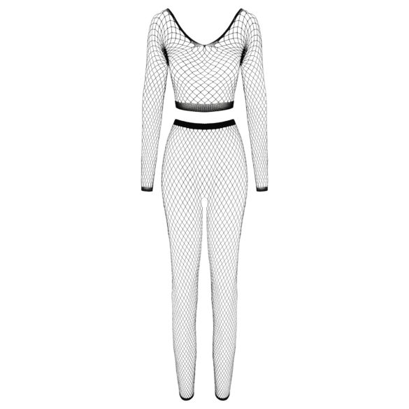 Cottelli - dámsky sieťovaný set s dlhým rukávom - čierny - S-L