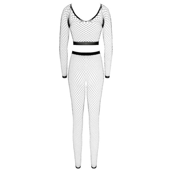 Cottelli - dámsky sieťovaný set s dlhým rukávom - čierny - S-L