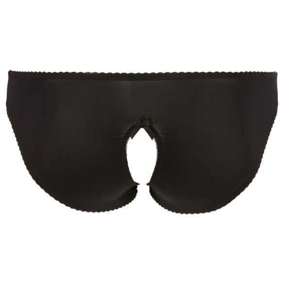 Cottelli Plus Size - čipkované otvorené nohavičky (čierne) - 4XL