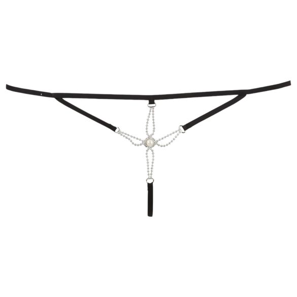 Cottelli - dámske otvorené tangá so štrasmi - čierne