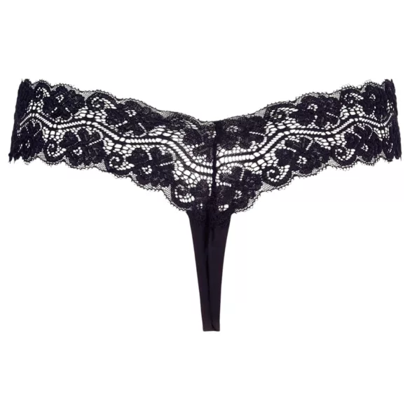 Cottelli - tanga s dvojitými perlami - čipka - čierna