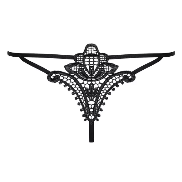 Obsessive - dámske tangá - vzor tulipán - čierna - L/XL