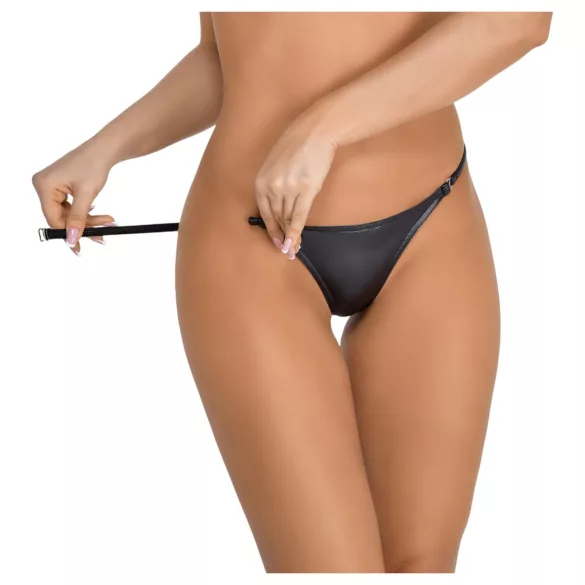 Noir - dámske tanga - lesklý efekt - čierne - L/XL