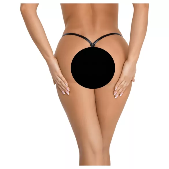 Noir - dámske tanga - lesklý efekt - čierne - L/XL
