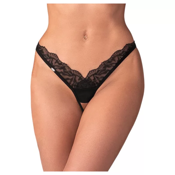 Obsessive - dámske tangá - čipkované priehľadné - čierne - L/XL